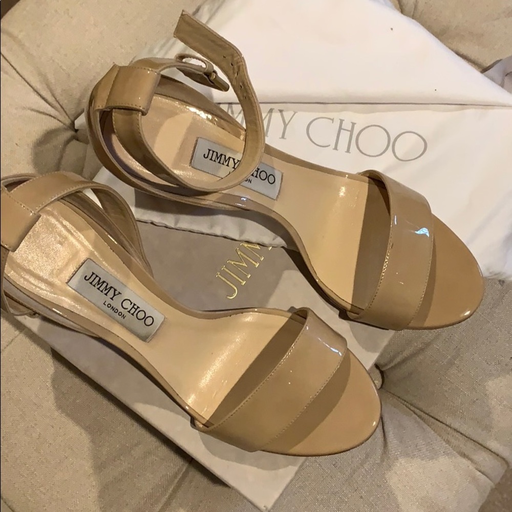 Jimmy Choo Nude “Edina” 38.5 ✨Worn Once, Bag & Box